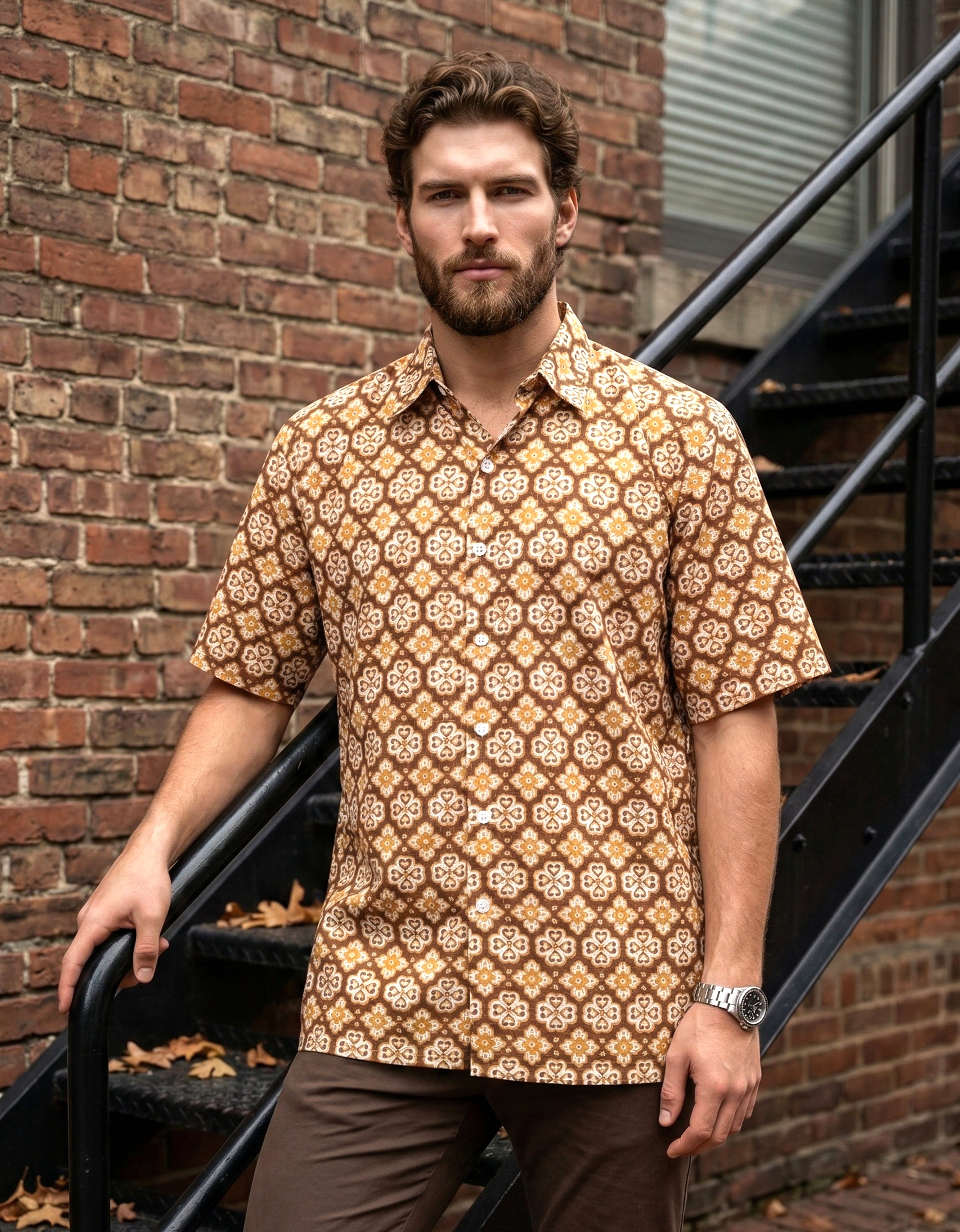 AHYAN SHIRT S/S (R/FIT) (GOLDEN ROD)