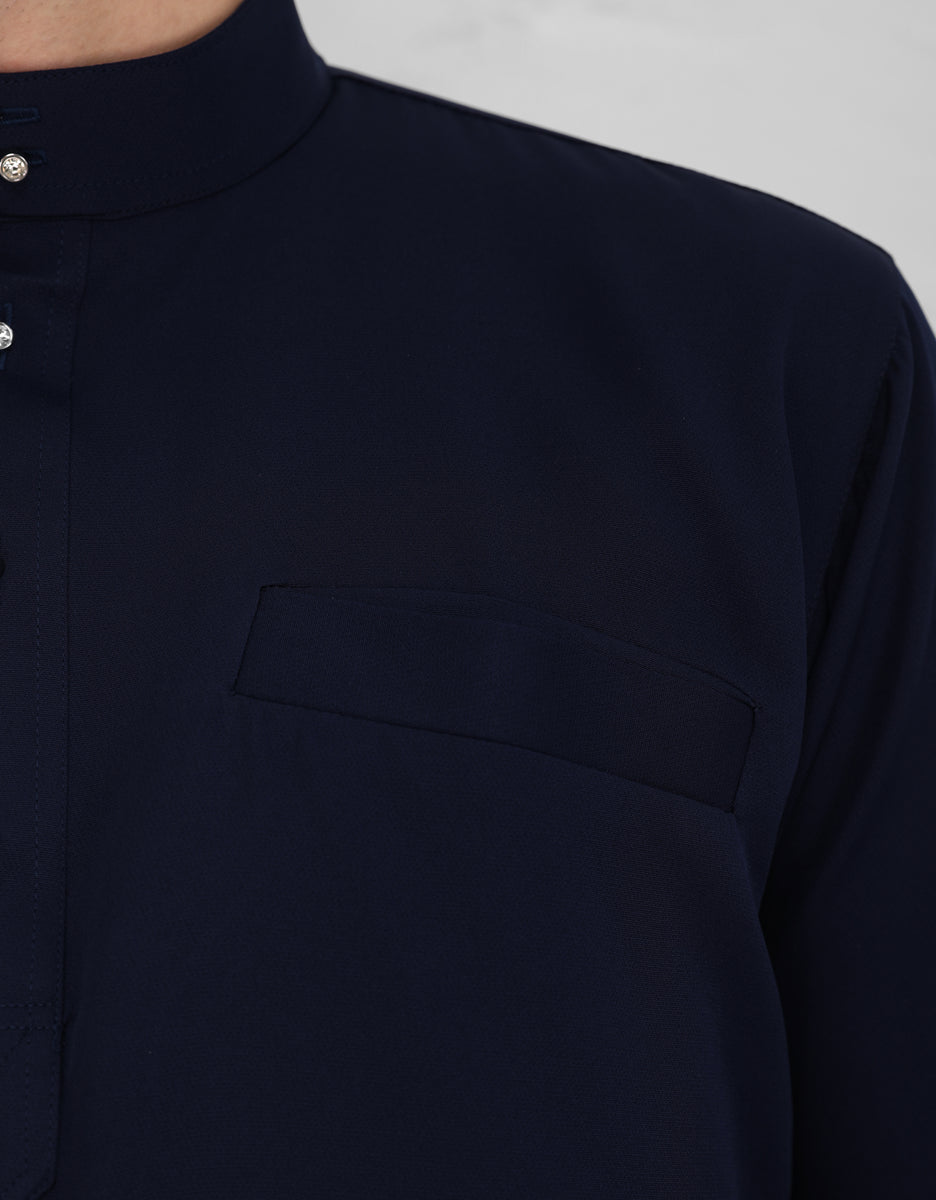 BAJU MELAYU FIRASH S/FIT (NAVY) – GIO FABRICS