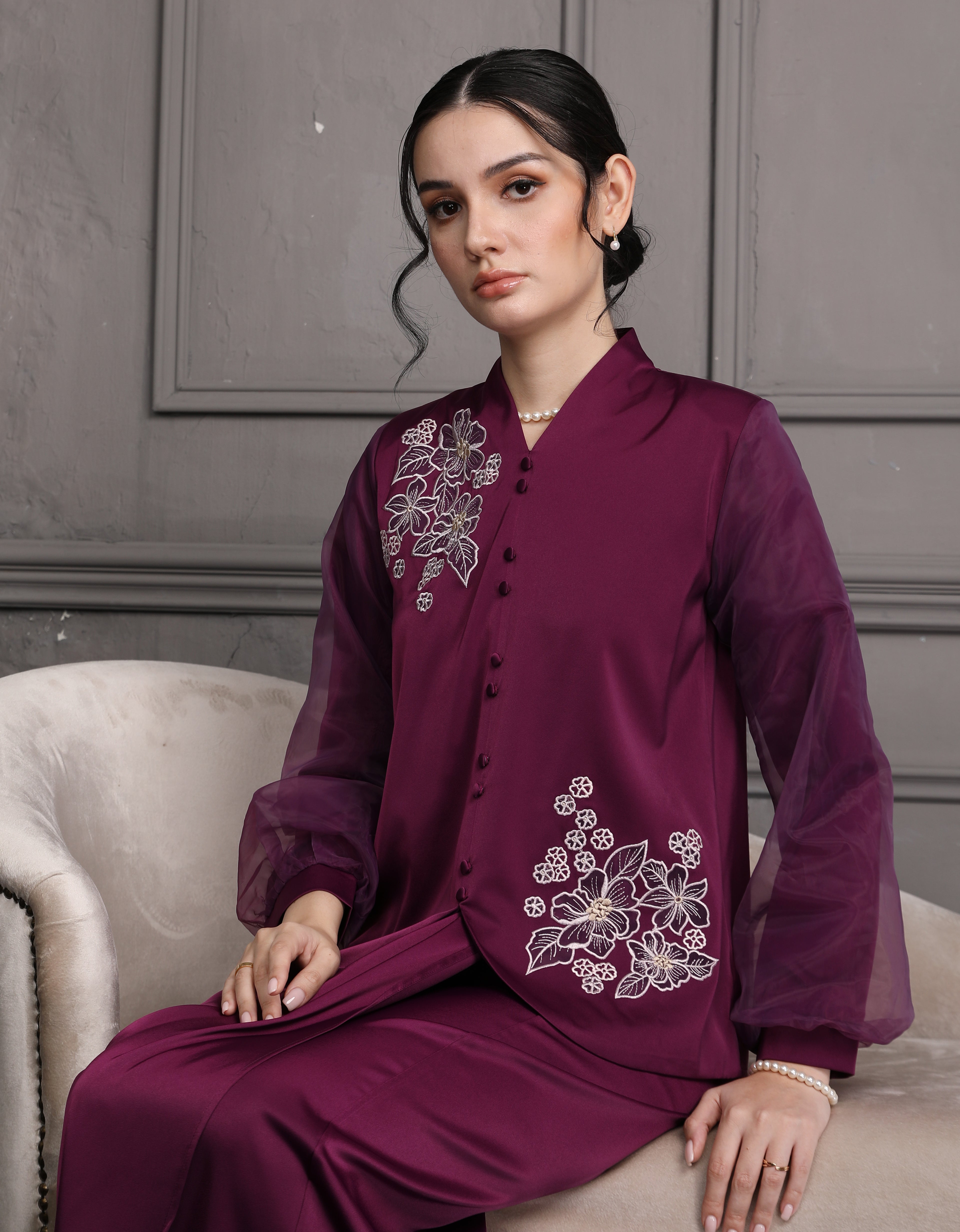 BAJU KURUNG MODEN ALIVIA (RICH PURPLE)