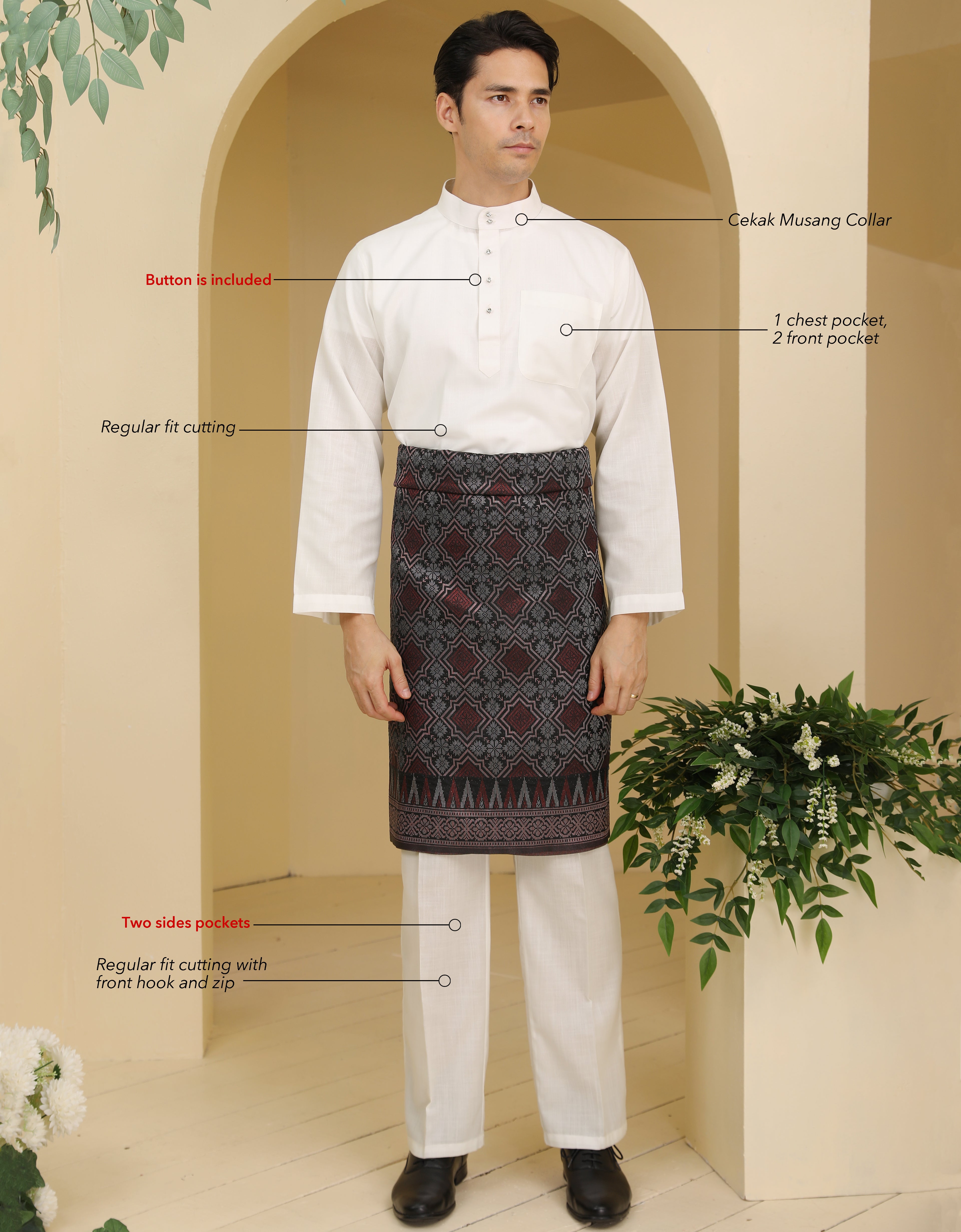 BAJU MELAYU ANDRE (OFF WHITE)