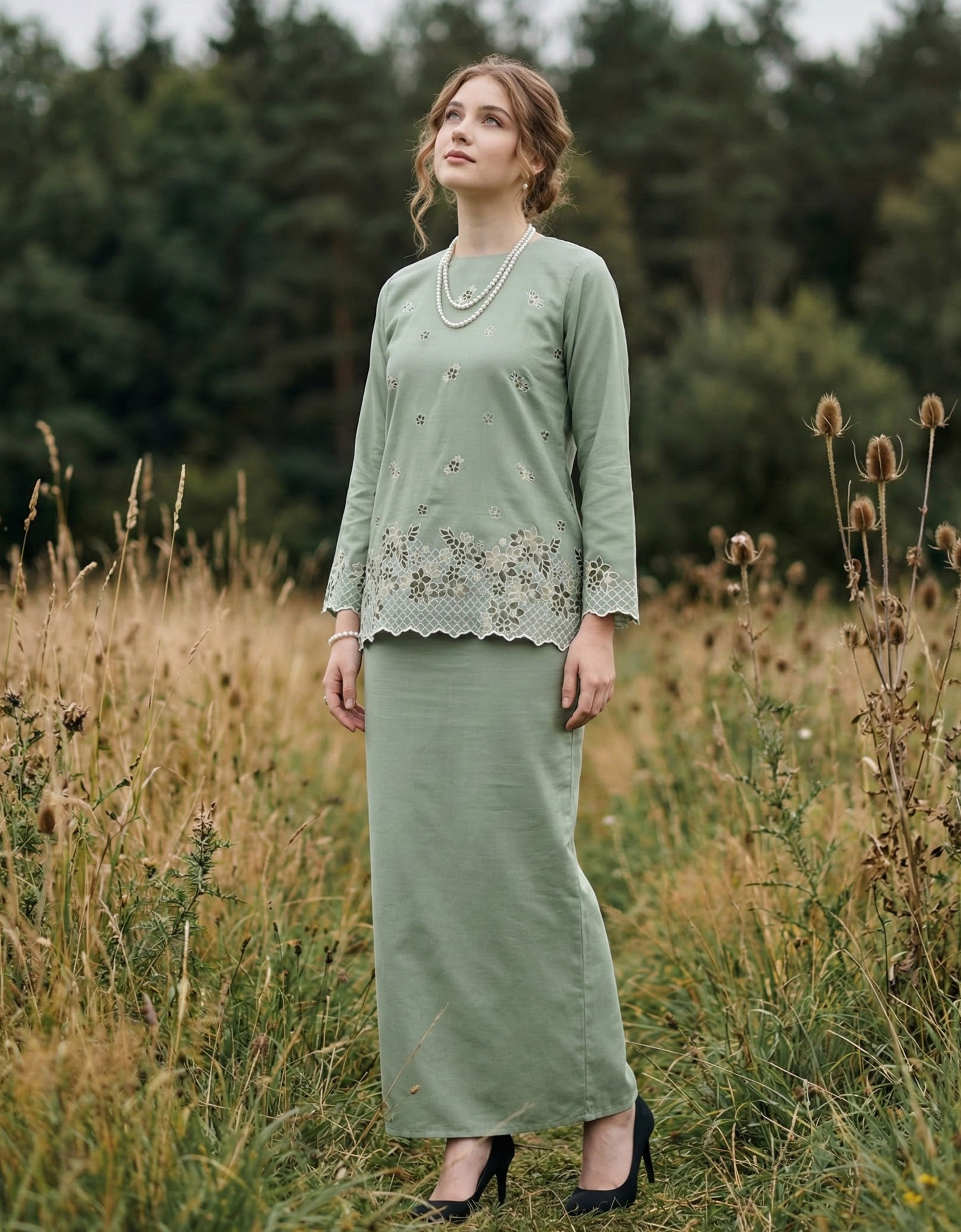 BAJU KURUNG KEDAH AVELINE (TENDRIL GREEN)