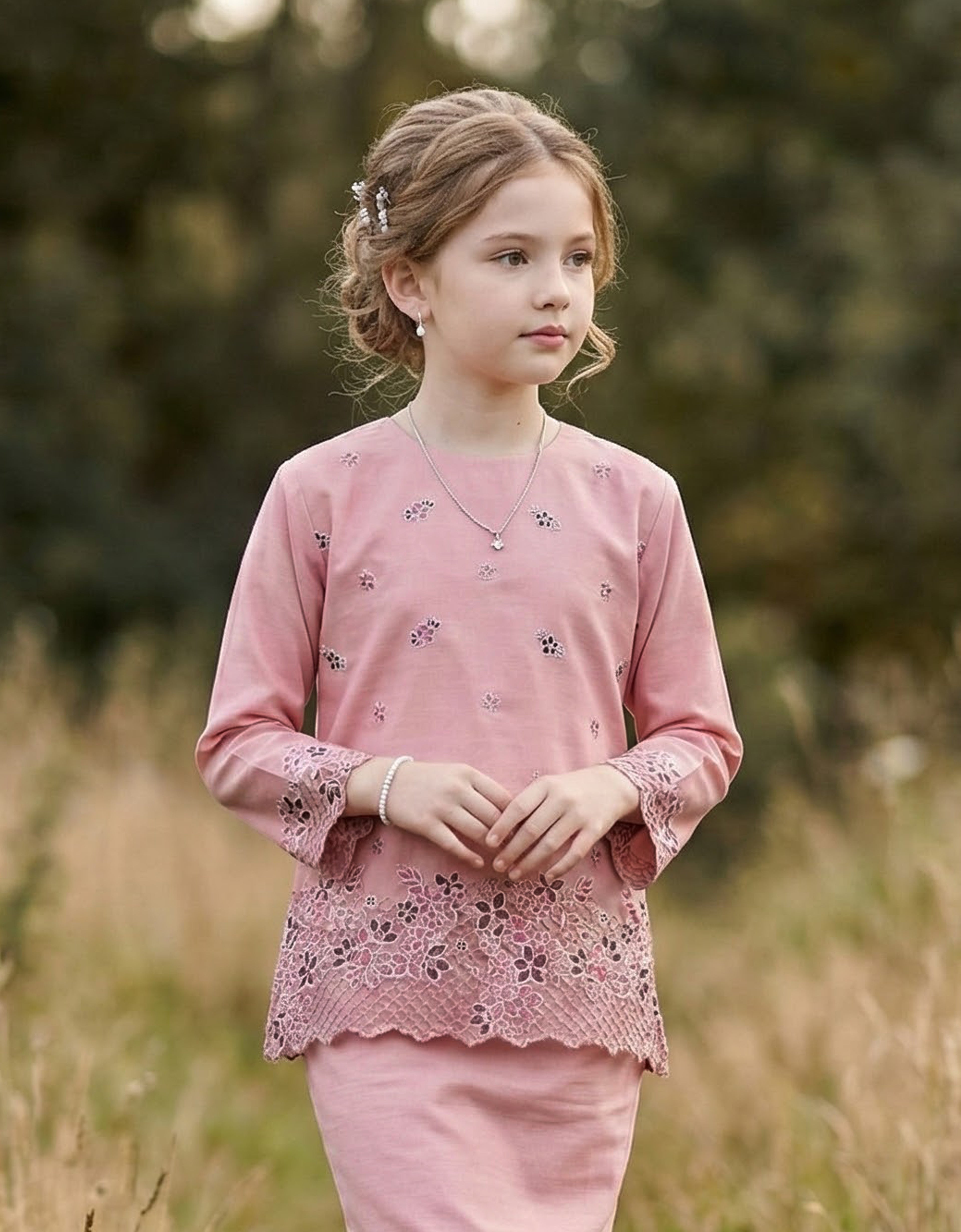 KIDS BAJU KURUNG KEDAH AVELINE (DUSTY PINK)