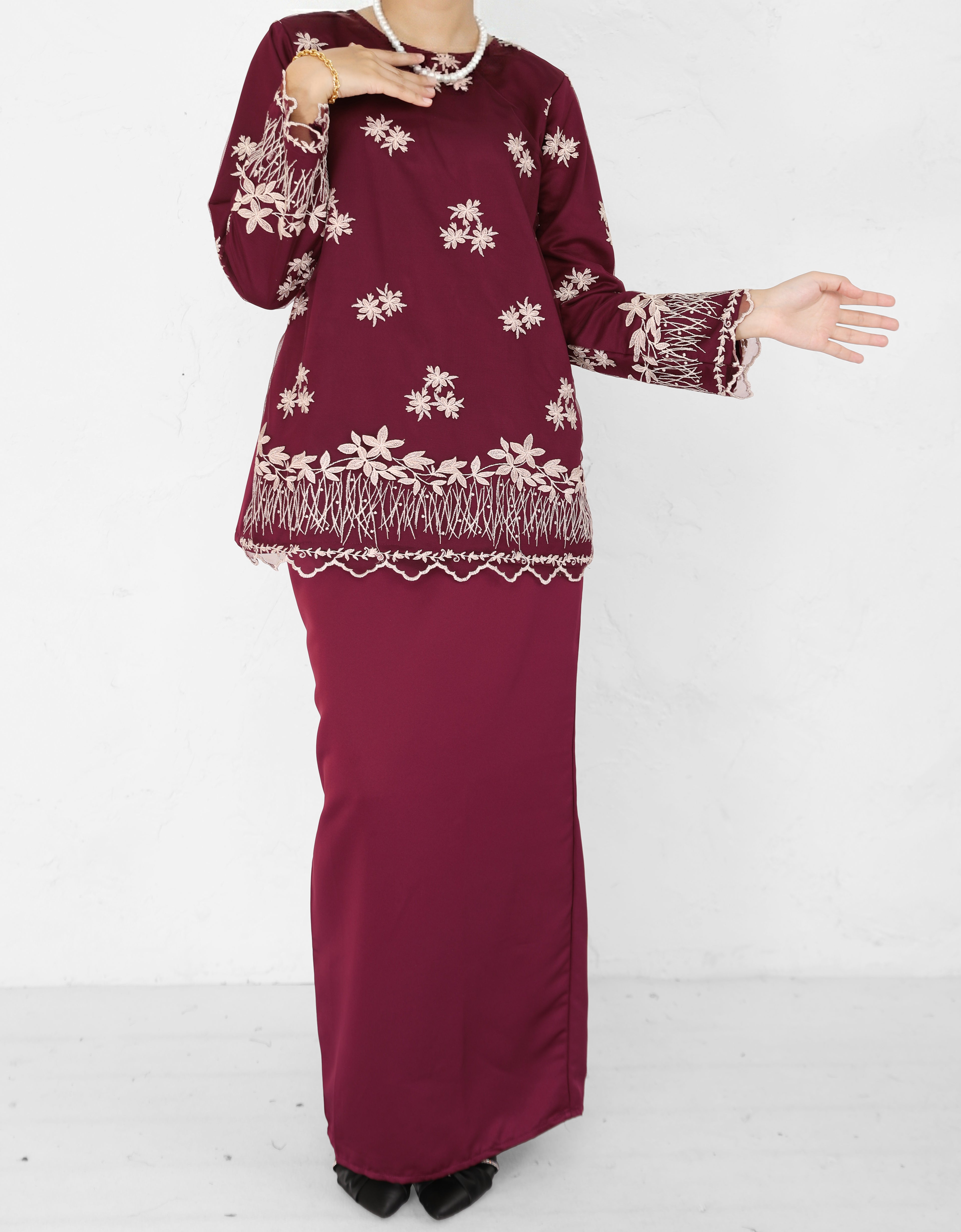 BAJU KURUNG KEDAH ANUHA (BURGUNDY)
