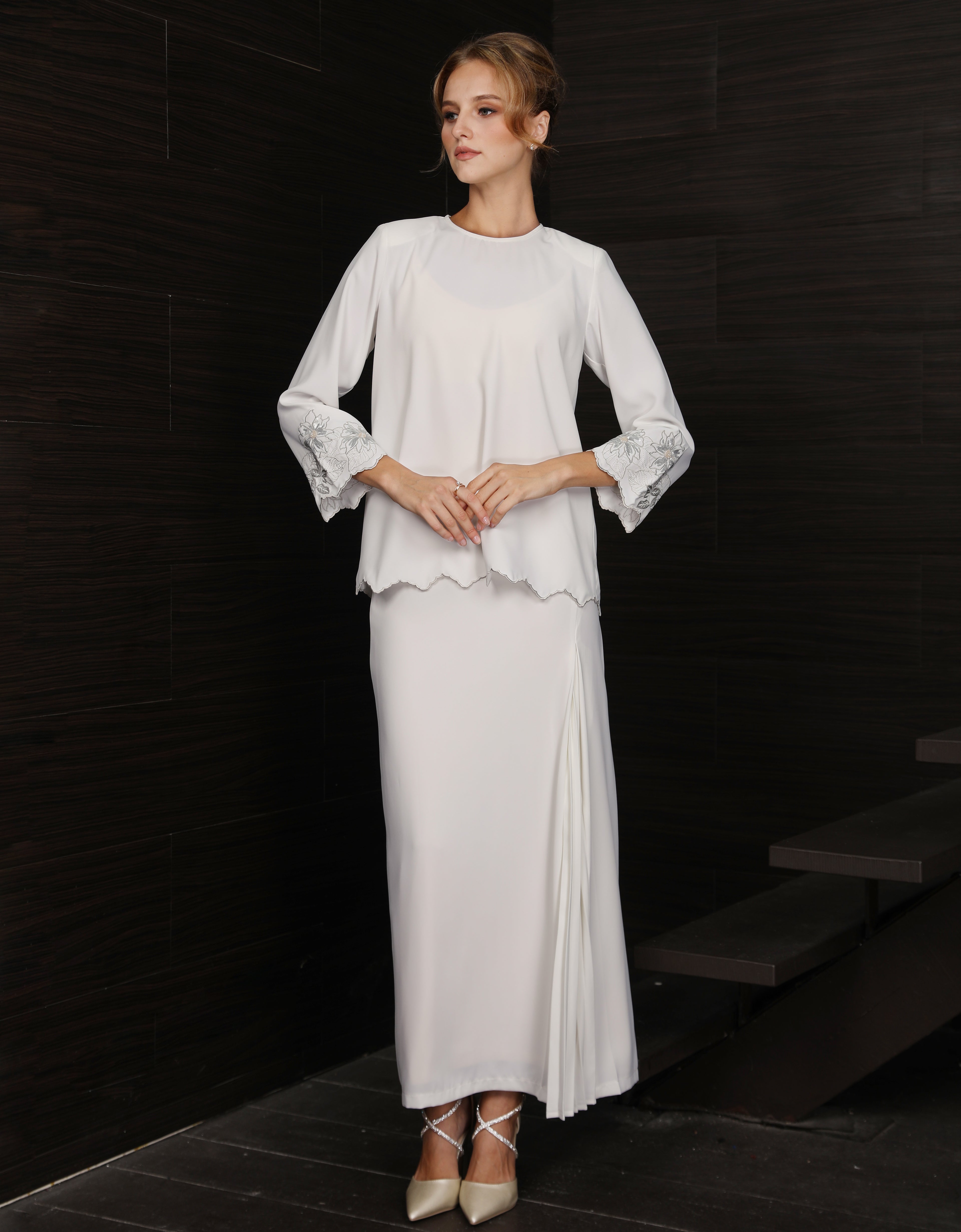 BAJU KURUNG KEDAH CHALINA (OFF WHITE)