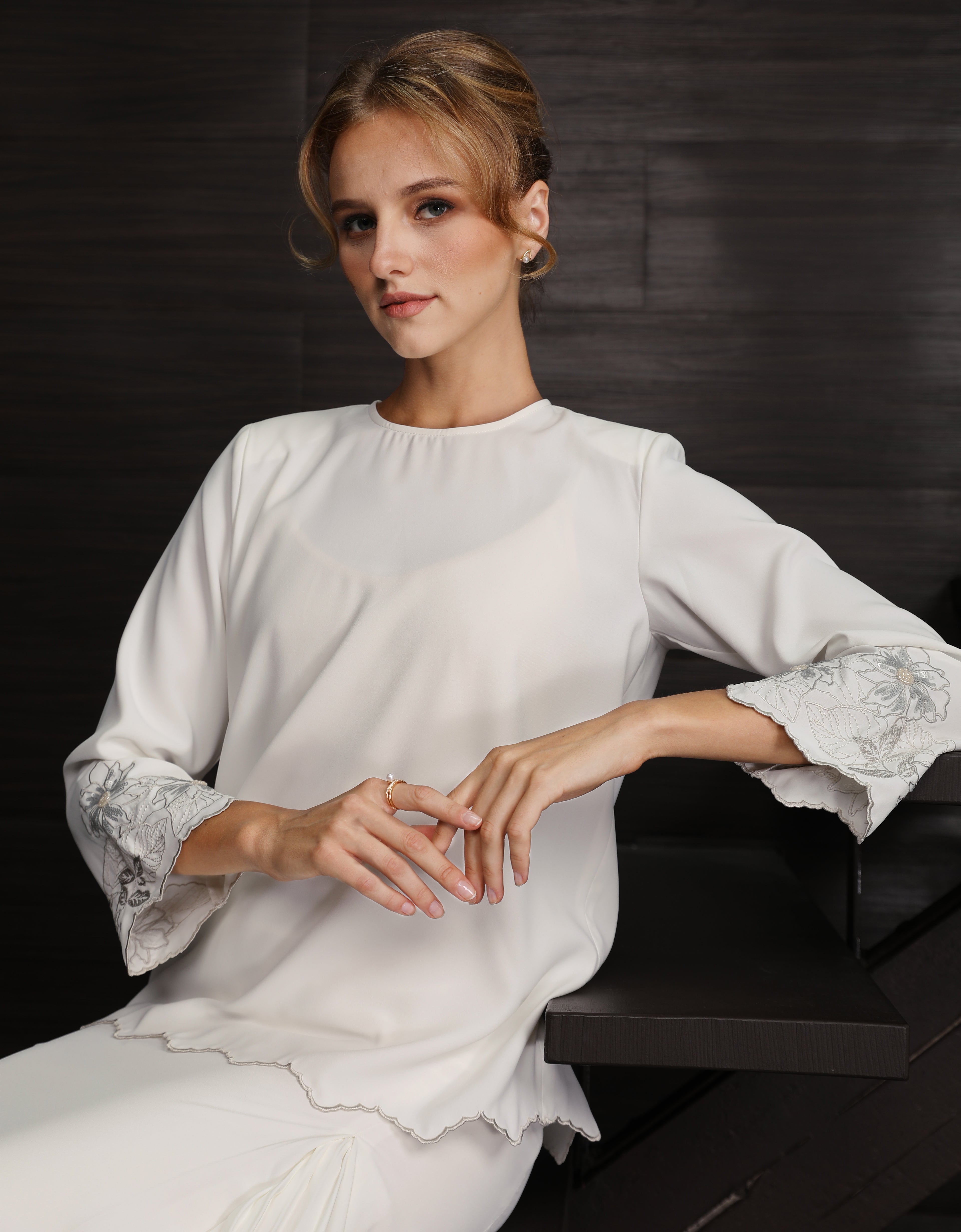 BAJU KURUNG KEDAH CHALINA (OFF WHITE)