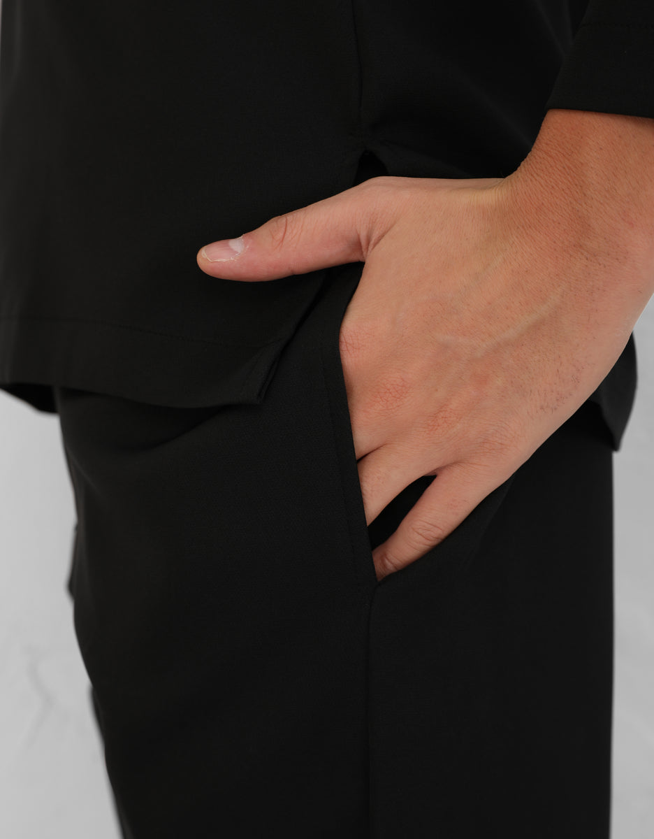 BAJU MELAYU FIRASH S/FIT (BLACK) – GIO FABRICS