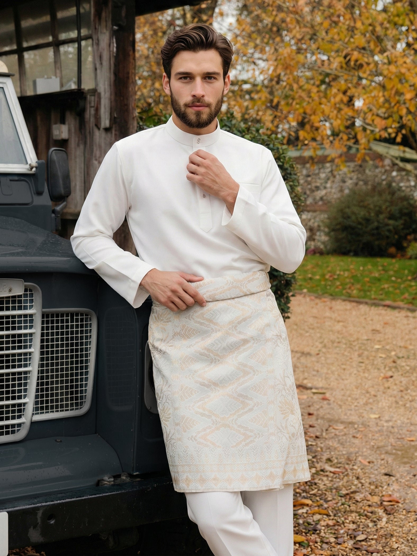 BAJU MELAYU FARREL S/FIT (OFF WHITE)