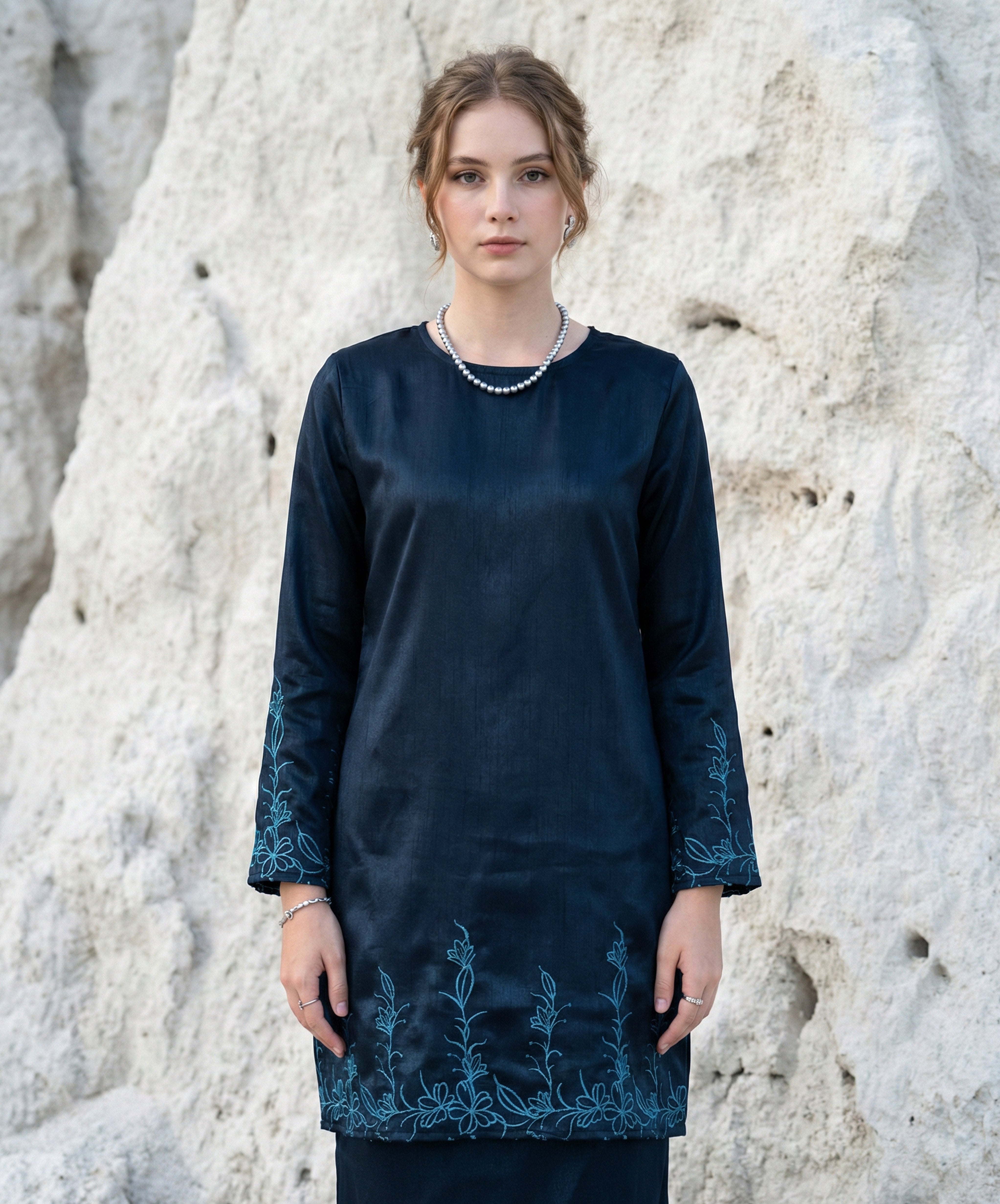 BAJU KURUNG PAHANG MODEN FIANNA (TEAL BLUE)