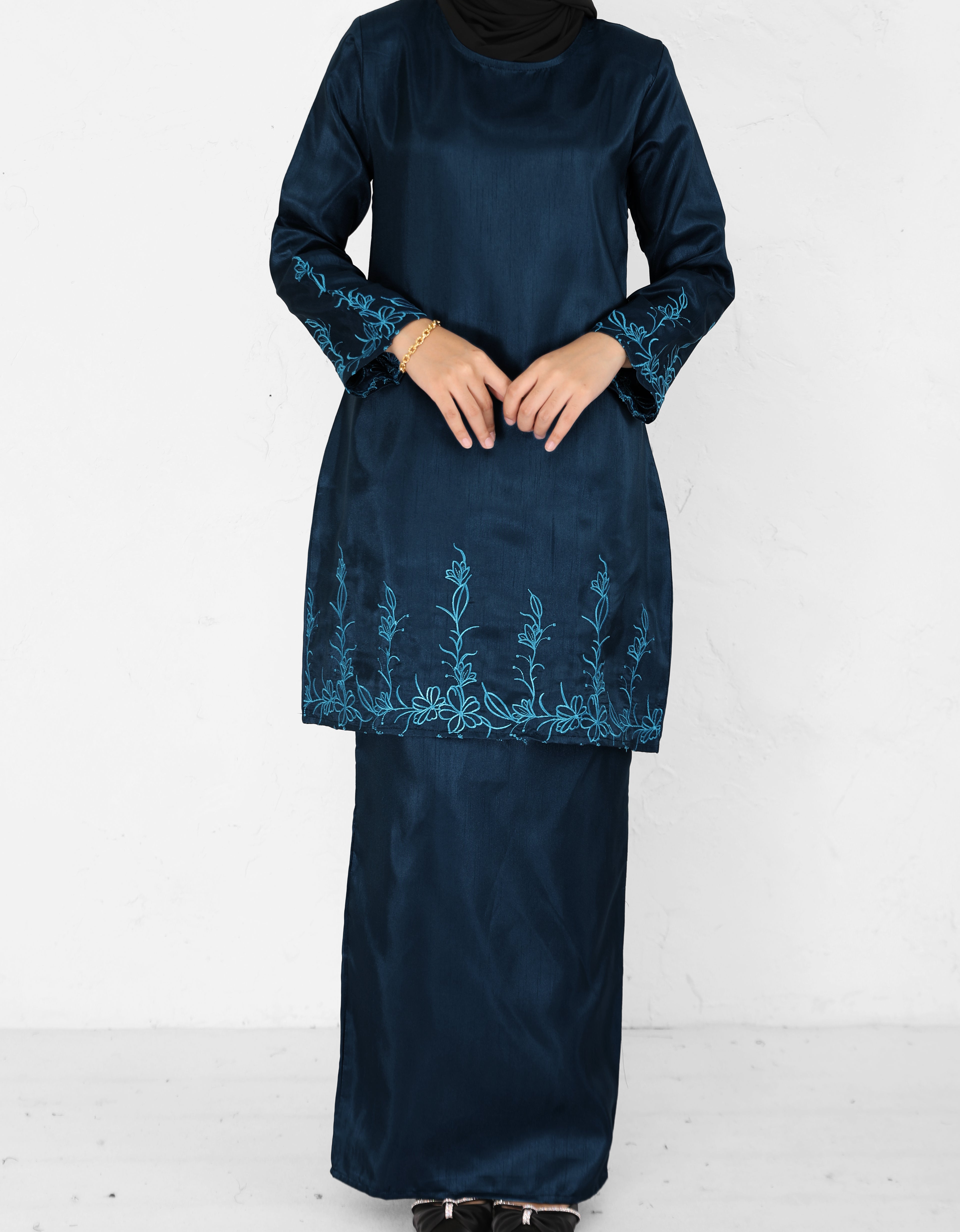 BAJU KURUNG PAHANG MODEN FIANNA (TEAL BLUE)