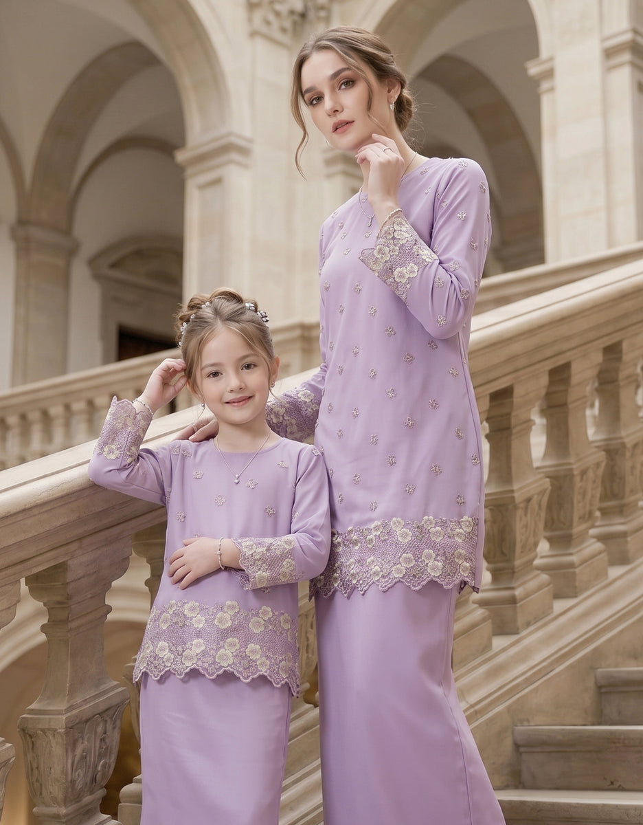 Baju Kurung Moden & Kedah Haifa (Lilac) Sedondon Set – GIO FABRICS