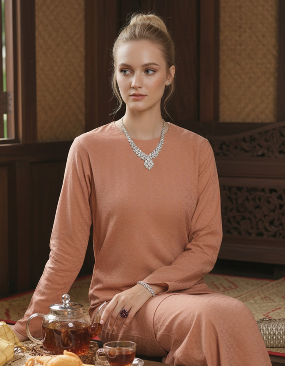 BAJU KURUNG PAHANG MODEN JULIZA (BRANDY ROSE) – GIO FABRICS