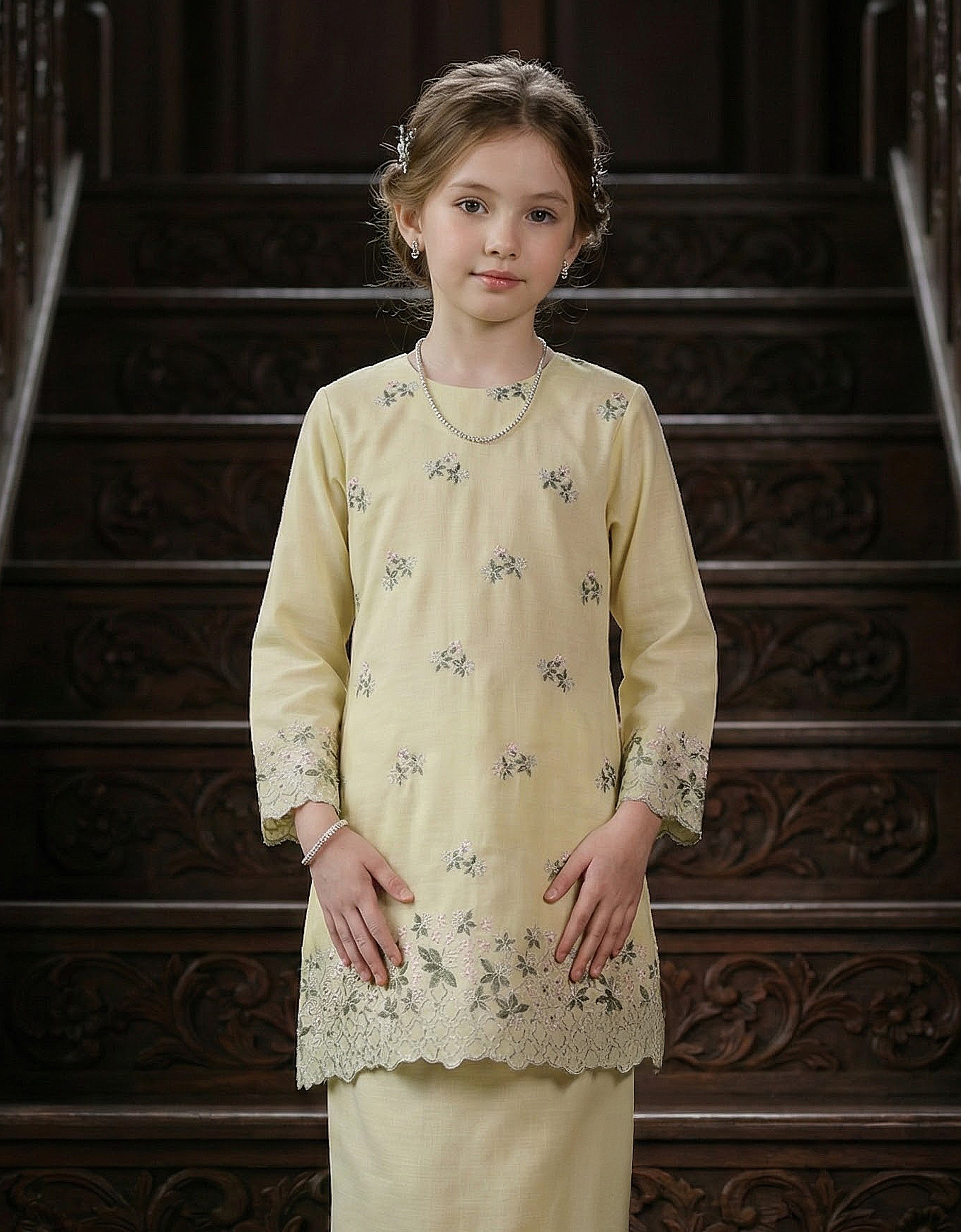 KIDS BAJU KURUNG PAHANG MODEN KAELIN (SWEET YELLOW)