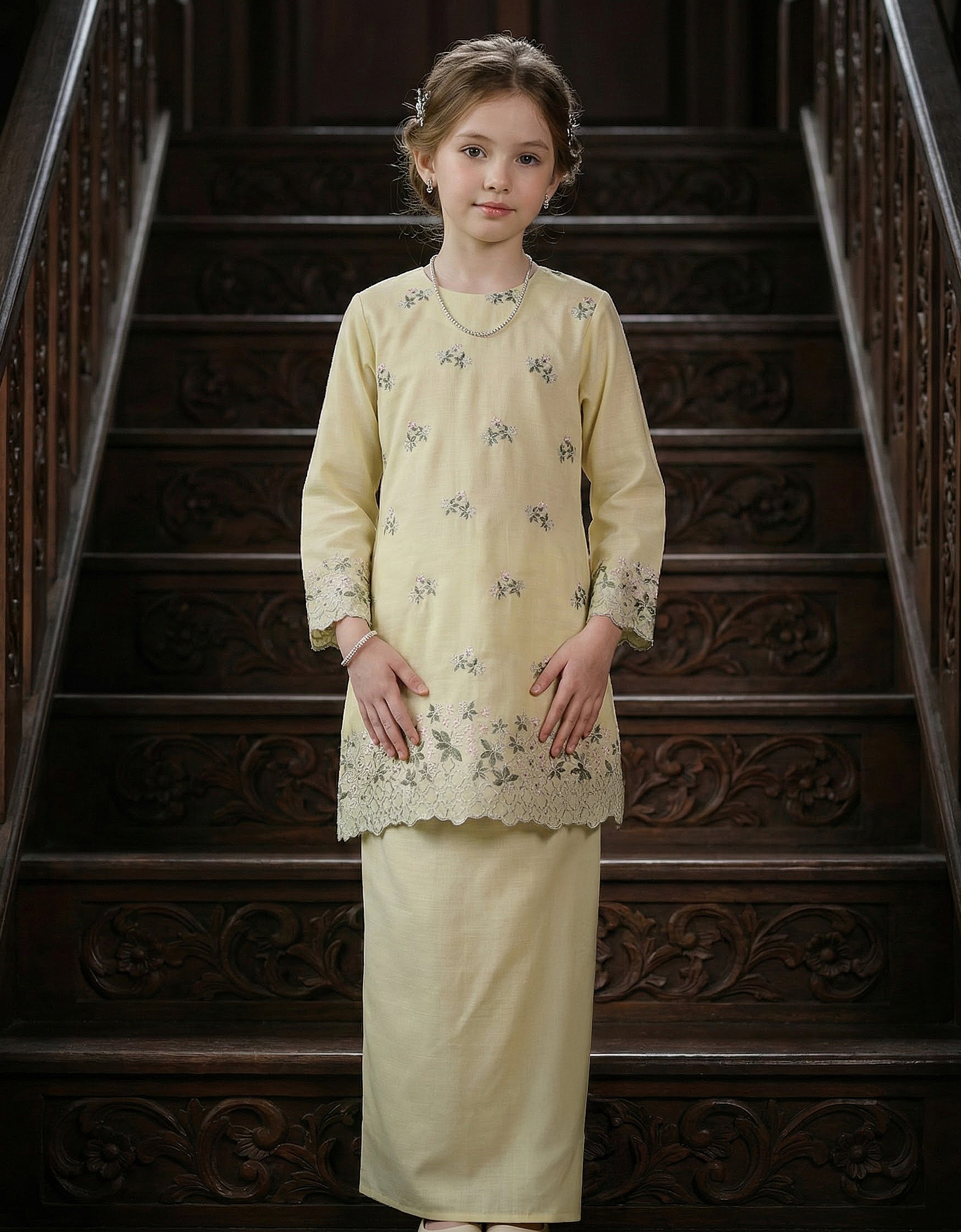 KIDS BAJU KURUNG PAHANG MODEN KAELIN (SWEET YELLOW)