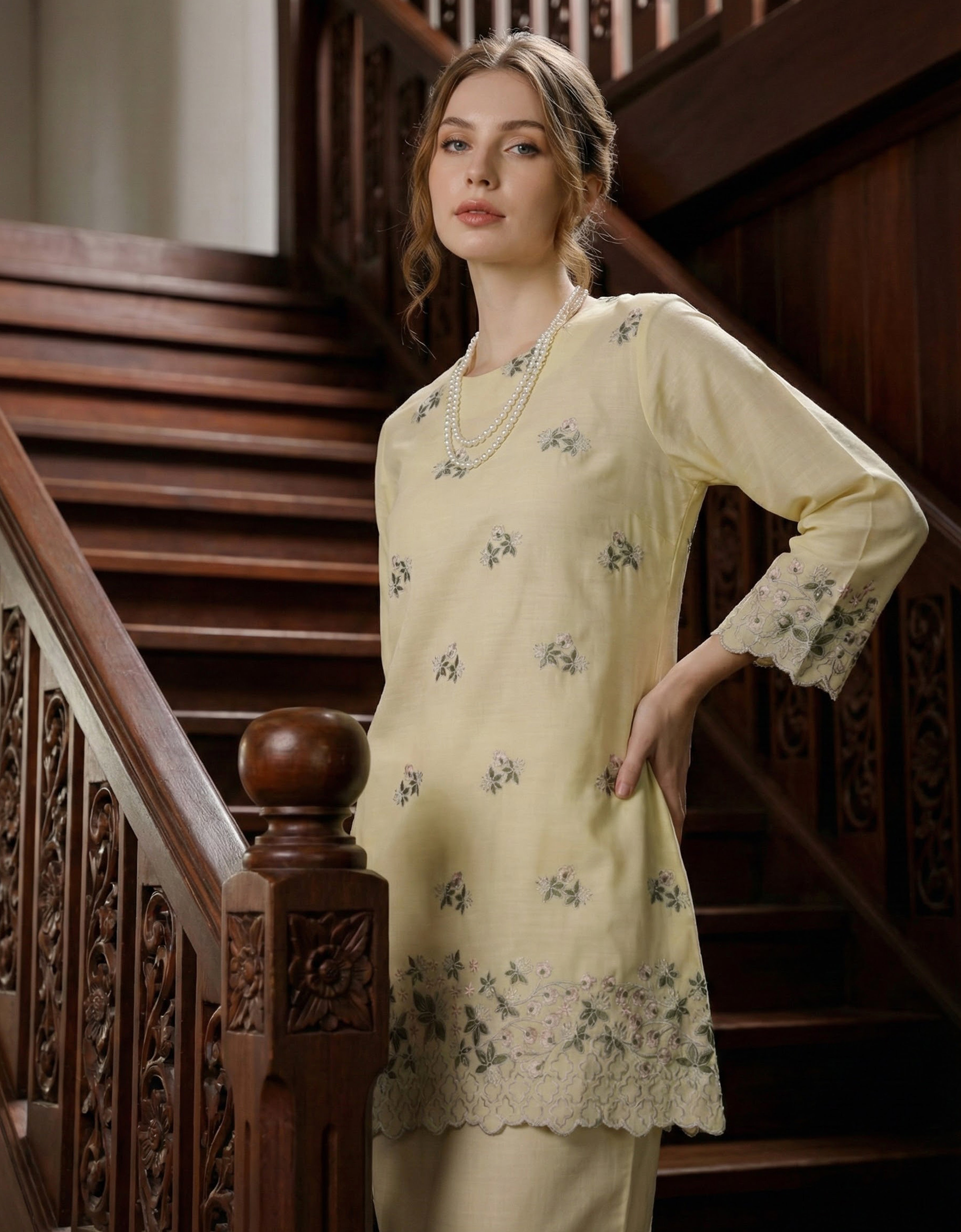 BAJU KURUNG PAHANG MODEN KAELIN (SWEET YELLOW)