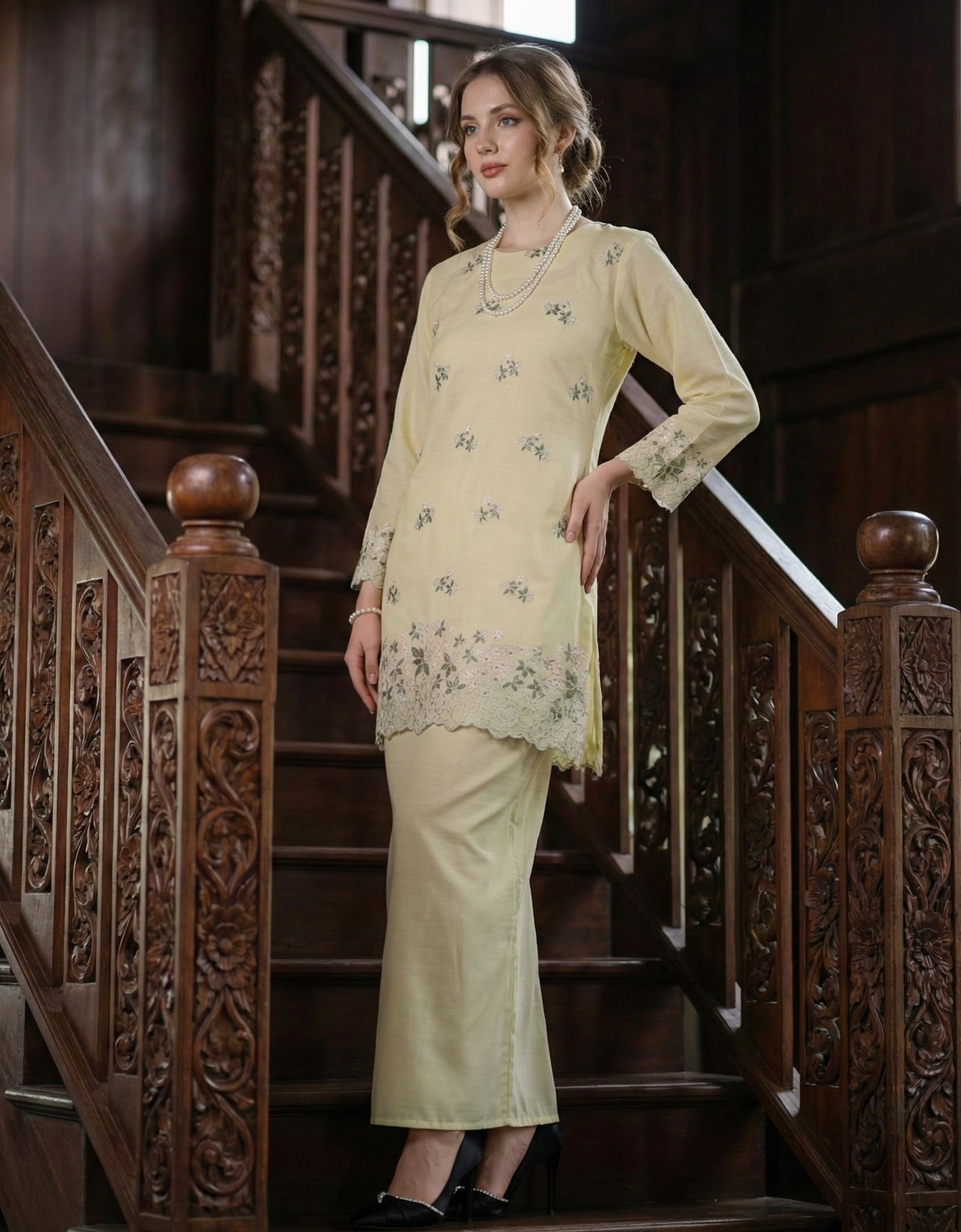 BAJU KURUNG PAHANG MODEN KAELIN (SWEET YELLOW)