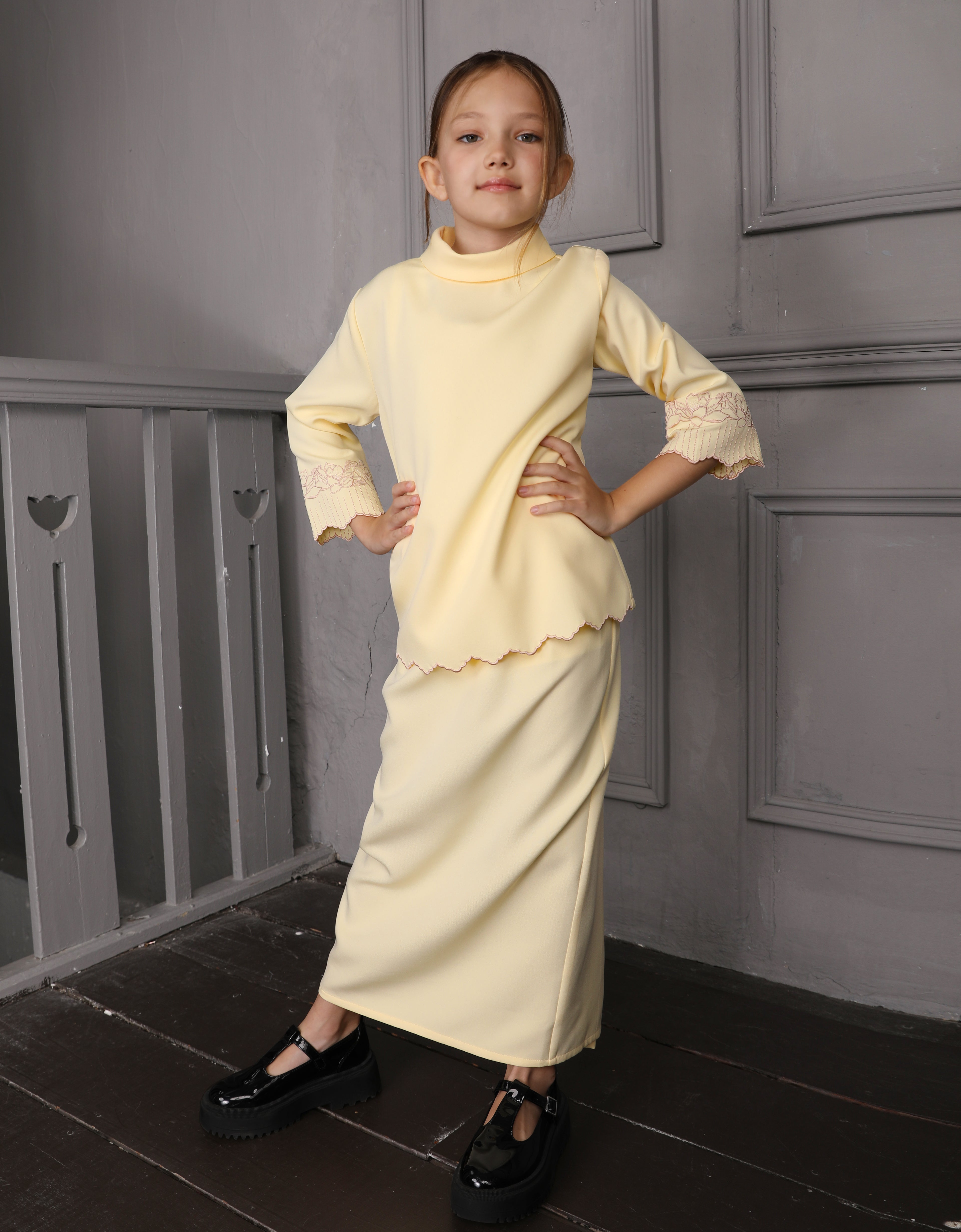KIDS BAJU KURUNG KEDAH DOVIE (SWEET YELLOW)