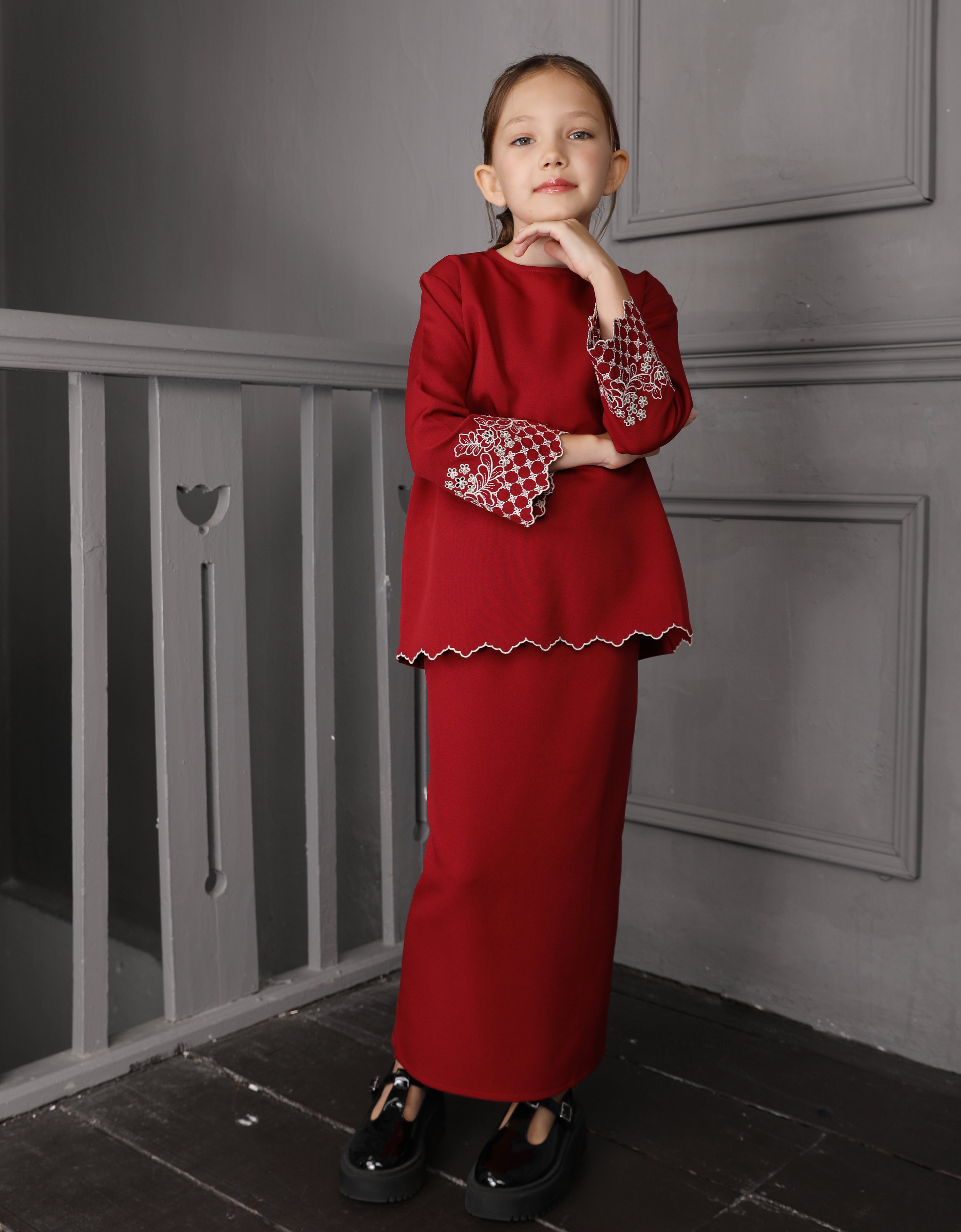 KIDS BAJU KURUNG KEDAH MAILEA (MAROON)