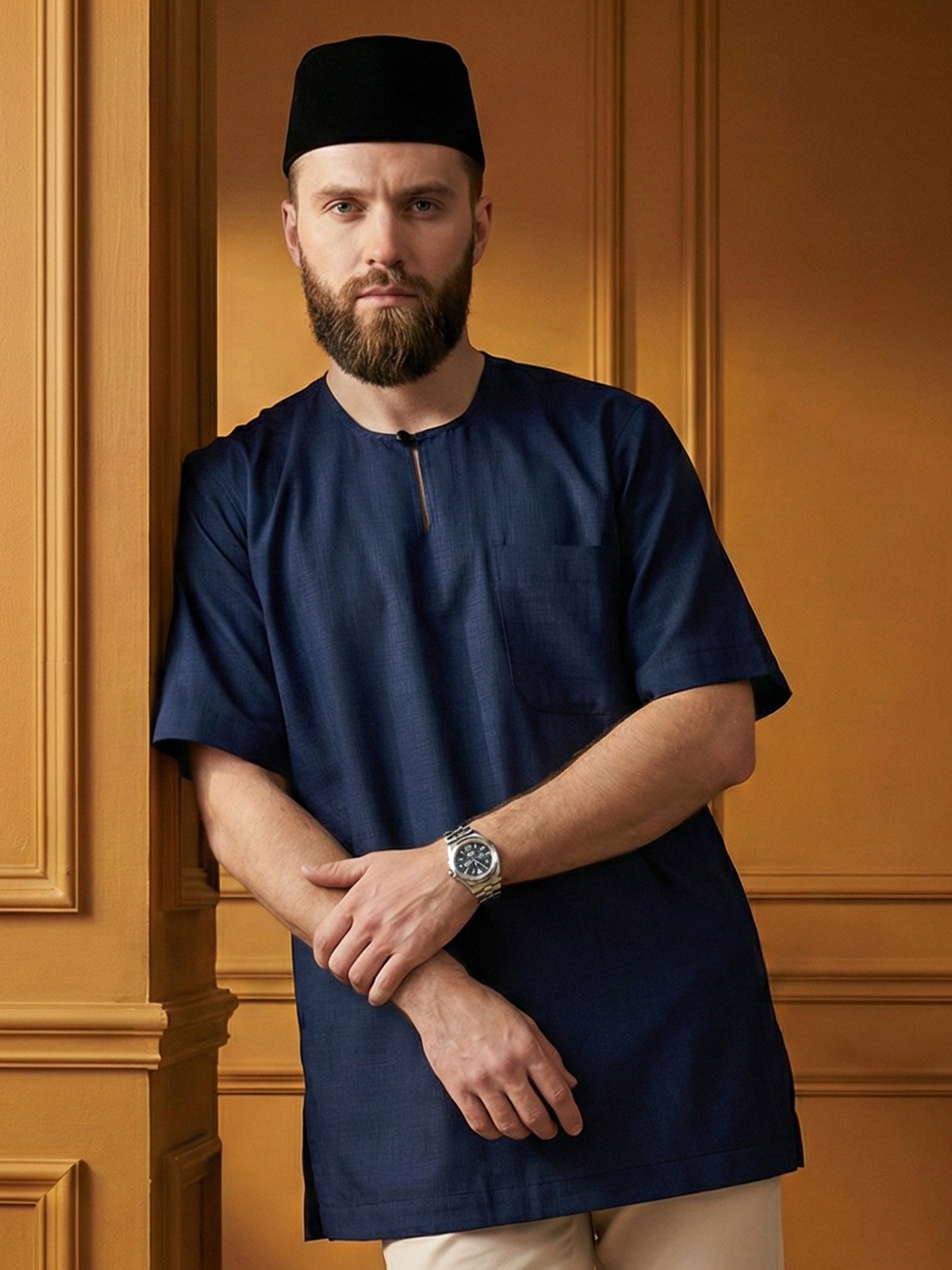 KURTA ADYAN S/S (NAVY BLUE)