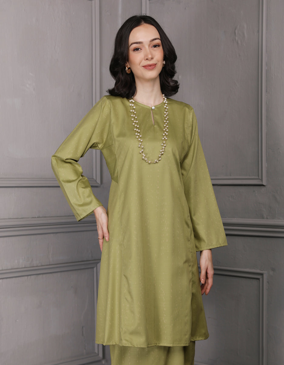 BAJU KURUNG PAHANG LENORA (OLIVE) GIO FABRICS