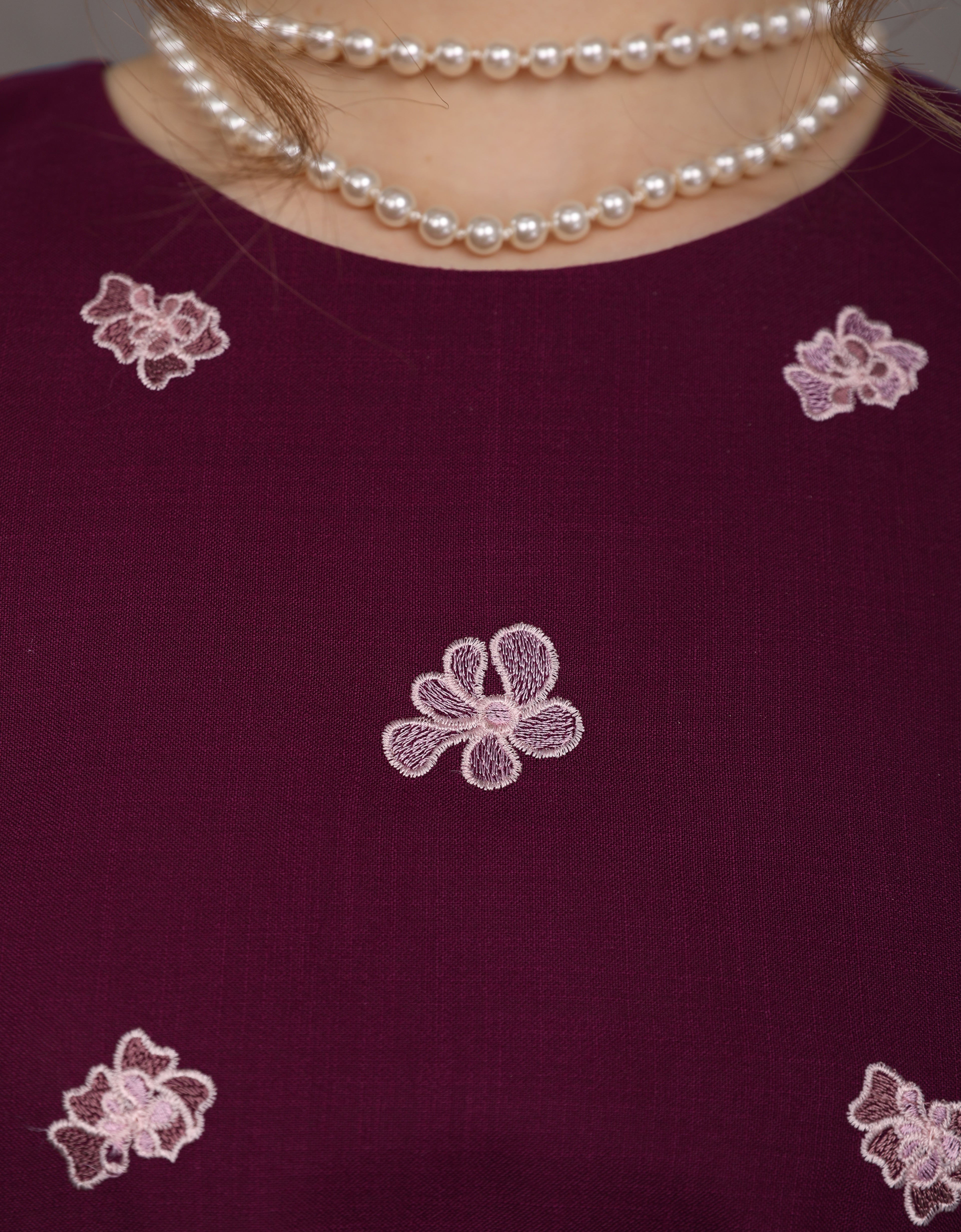 BAJU KURUNG PAHANG MODEN LETTIE (BURGUNDY)