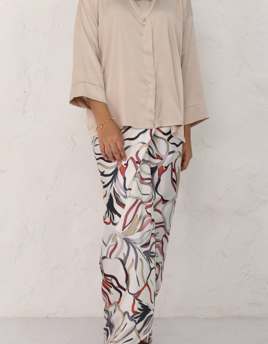 BAJU KURUNG MODEN PAREO ADRIA (STONE GREY) – GIO FABRICS