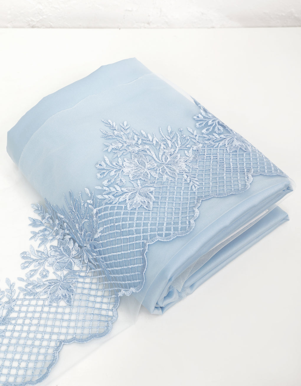 Border Lace Mix and Match Baby Blue Satin Baby Blue GIO FABRICS