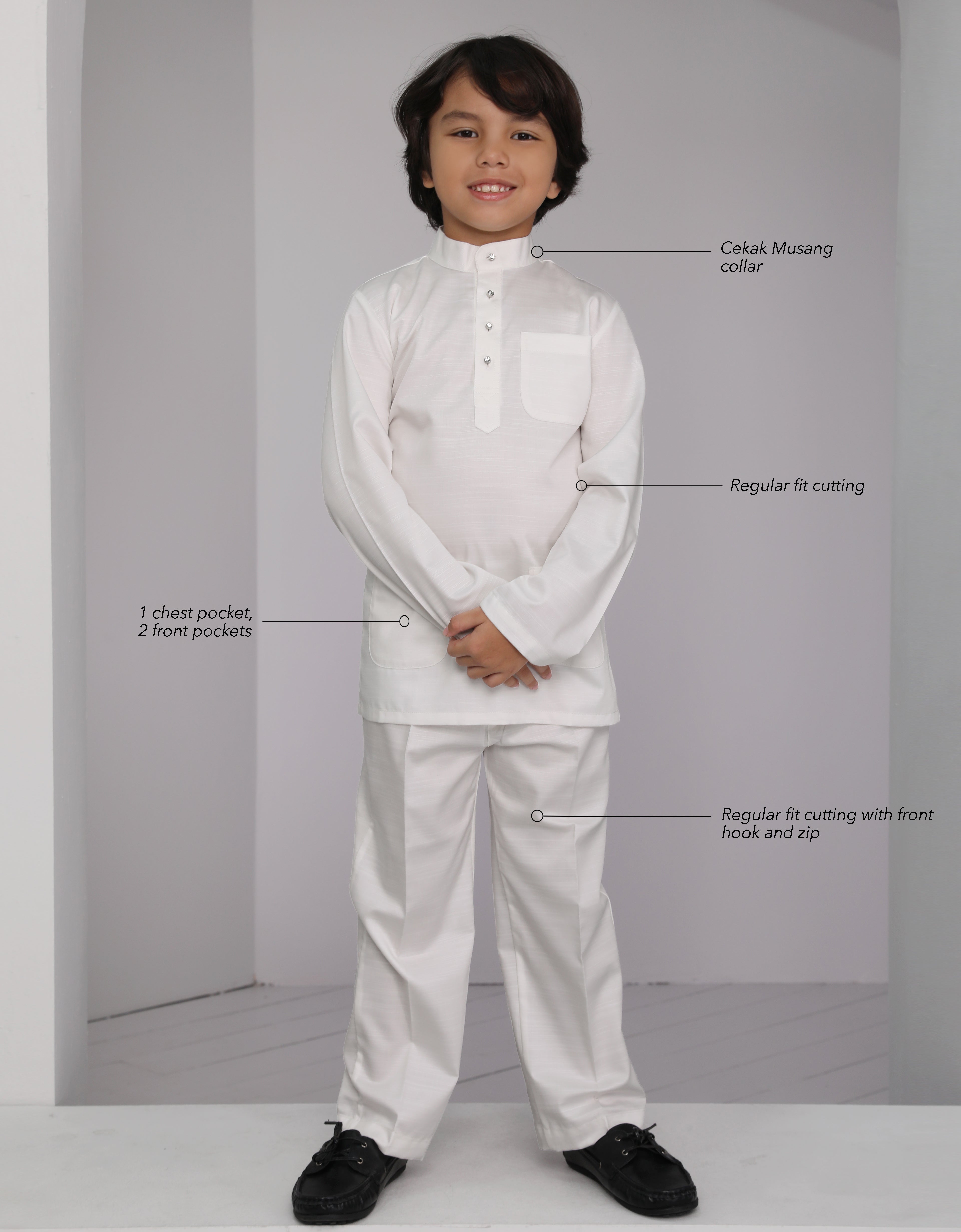 KIDS BAJU MELAYU REFAL R/FIT (OFF WHITE)