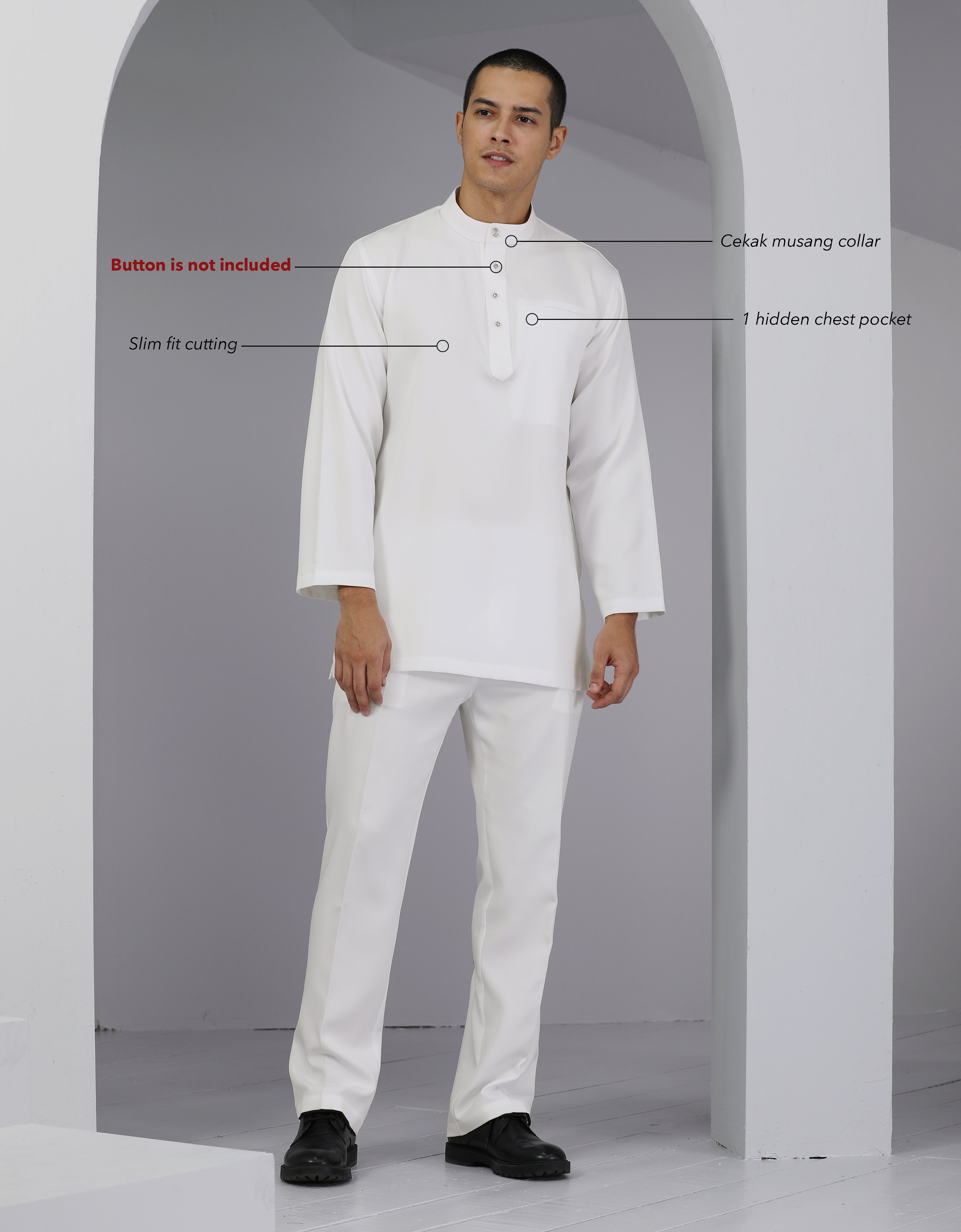 BAJU MELAYU FARREL S/FIT (OFF WHITE)